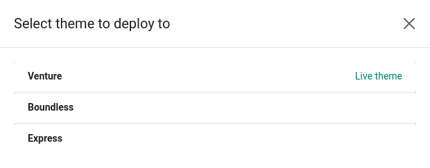 Dialog asking which theme to deploy to